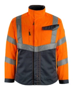 Mascot Safe Supreme Oxford Hi-Vis Work Jacket Orange/Dark Navy Blue (Sizes S-4XL)