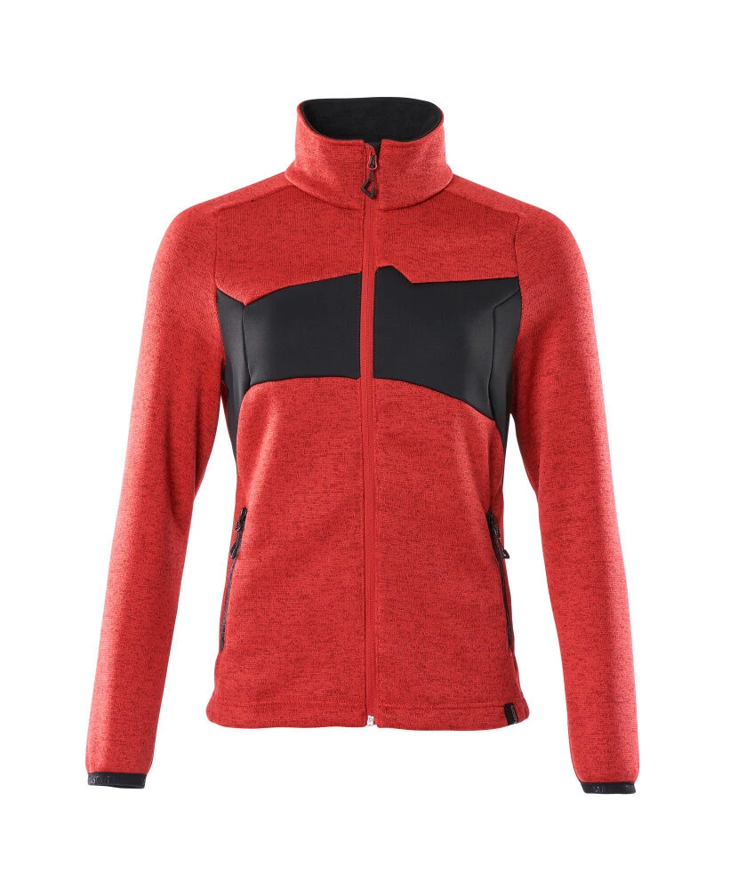 Mascot Accelerate Womens Full Zip Knitted Work Jumper Red/Black (Sizes XS-5XL)