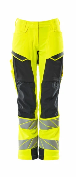 Mascot Diamond Womens Hi-Vis Work Trousers Yellow/Dark Navy Blue (Various Sizes)
