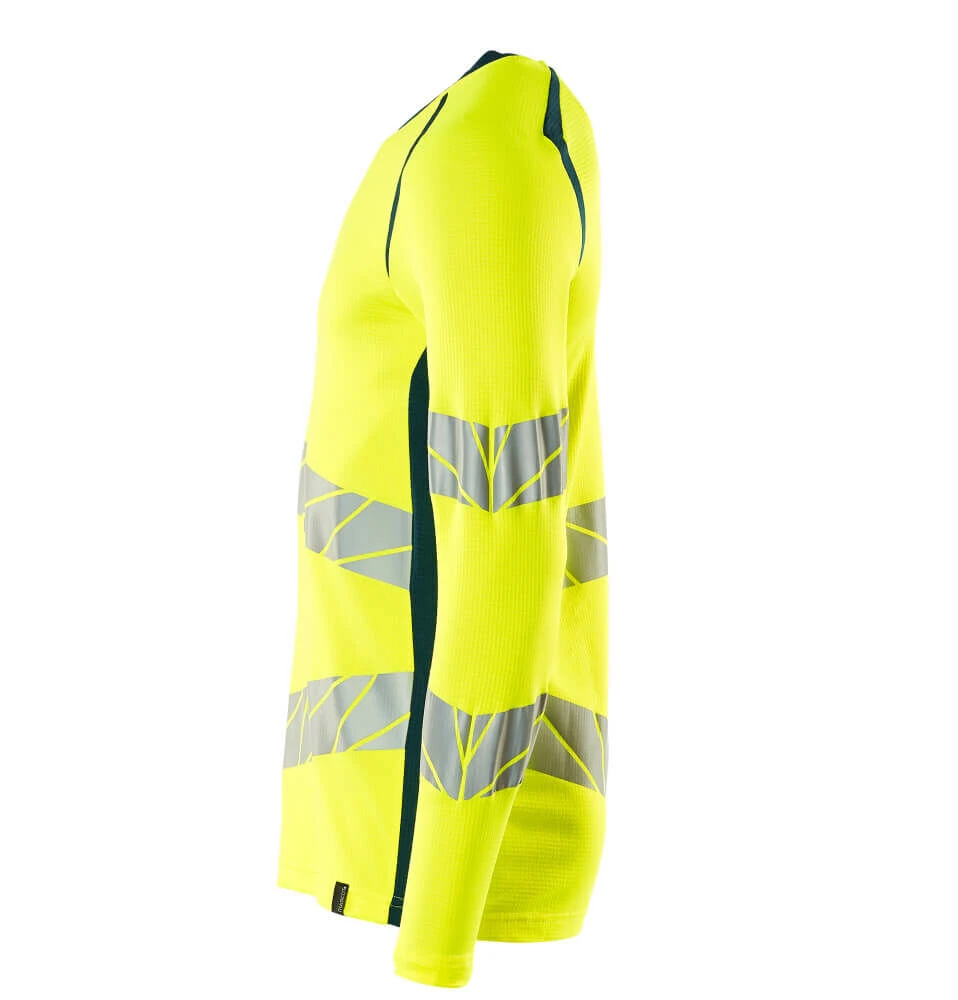 Mascot Hi-Vis Long Sleeved Work T-Shirt Yellow/Dark Blue (Sizes S-5XL) - Image 2