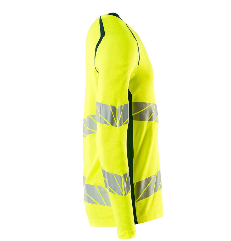 Mascot Hi-Vis Long Sleeved Work T-Shirt Yellow/Dark Blue (Sizes S-5XL) - Image 3