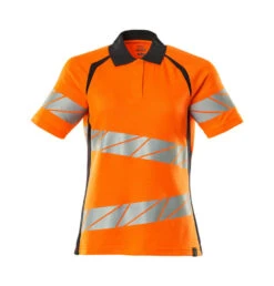 Mascot Accelerate Womens Hi-Vis Work Polo Shirt Orange/Dark Navy Blue (Sizes S-5XL)