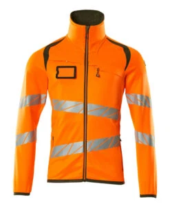 Mascot Hi-Vis Full Zip Work Fleece Jumper Orange/Green (Sizes S-5XL)