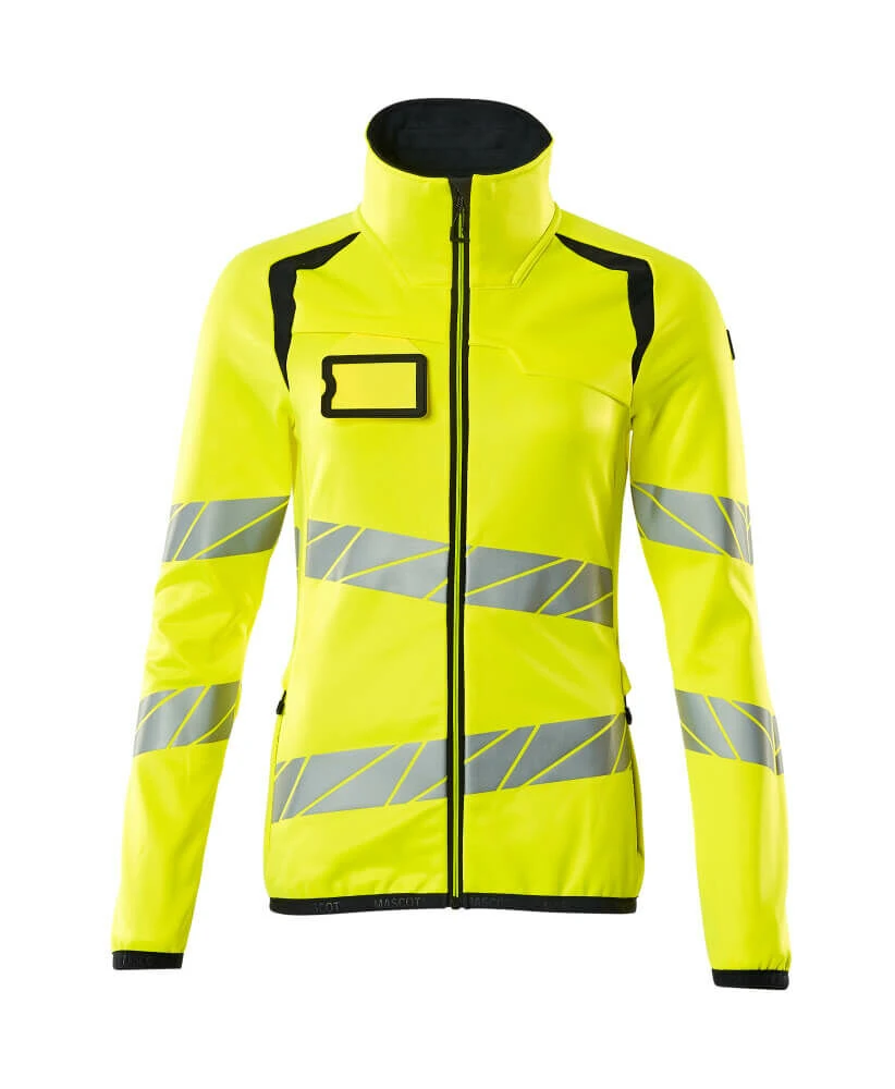 Mascot Womens Hi-Vis Full Zip Work Fleece Jumper Yellow/Dark Navy Blue (Sizes XS-5XL)