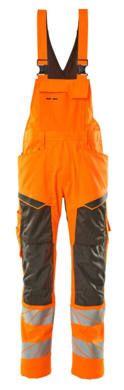 Mascot Hi-Vis Bib & Brace Work Coveralls Orange/Dark Grey (Various Sizes)