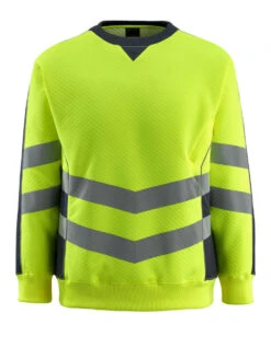 Mascot Wigton Hi-Vis Work Sweatshirt Jumper Yellow/Dark Navy Blue (Sizes S-4XL)