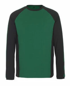 Mascot Bielefeld Long Sleeved Work T-Shirt Green/Black (Sizes XS-4XL)