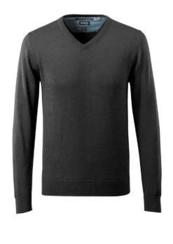 Mascot Premium V-Neck Knitted Work Sweatshirt Jumper Black (Sizes S-4XL)
