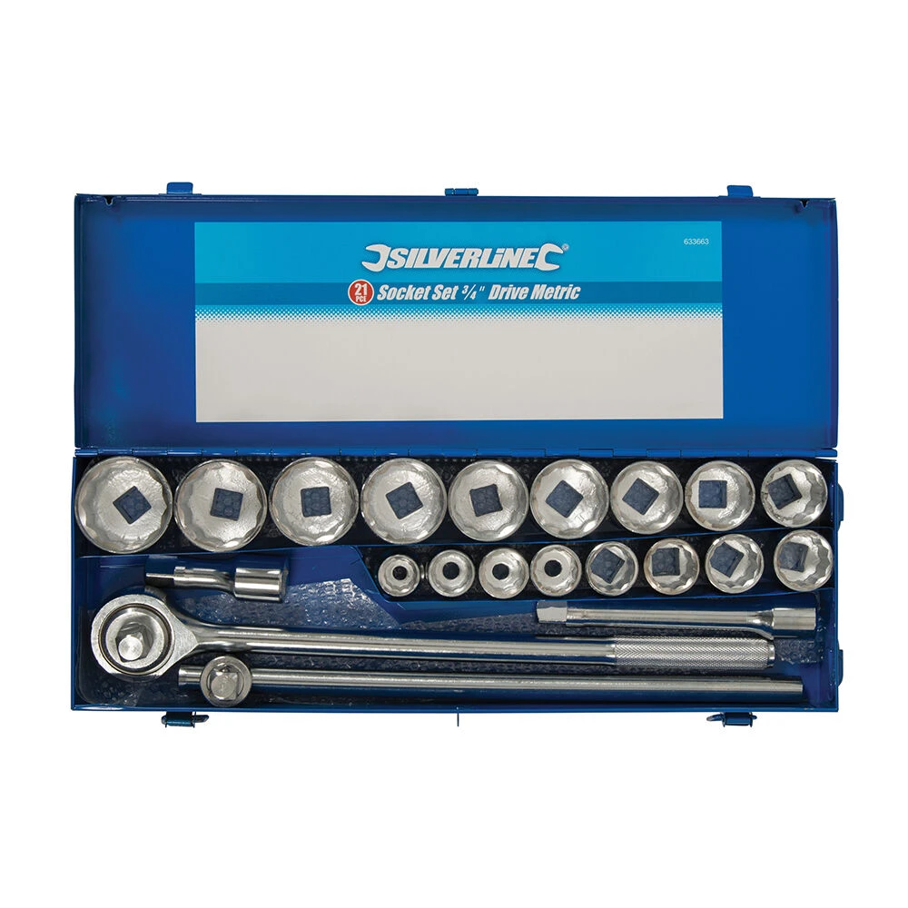 Silverline Socket Set 3/4in Drive Metric 21 Piece - Image 2