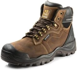 Buckbootz BSH009BR Waterproof Anti-Scuff Safety Work Boots Brown (Sizes 6-13)