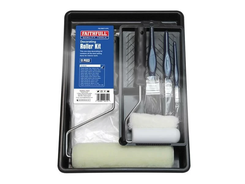 Faithfull Painting & Decorating Roller & Paint Brush Set 11-Piece - Image 3