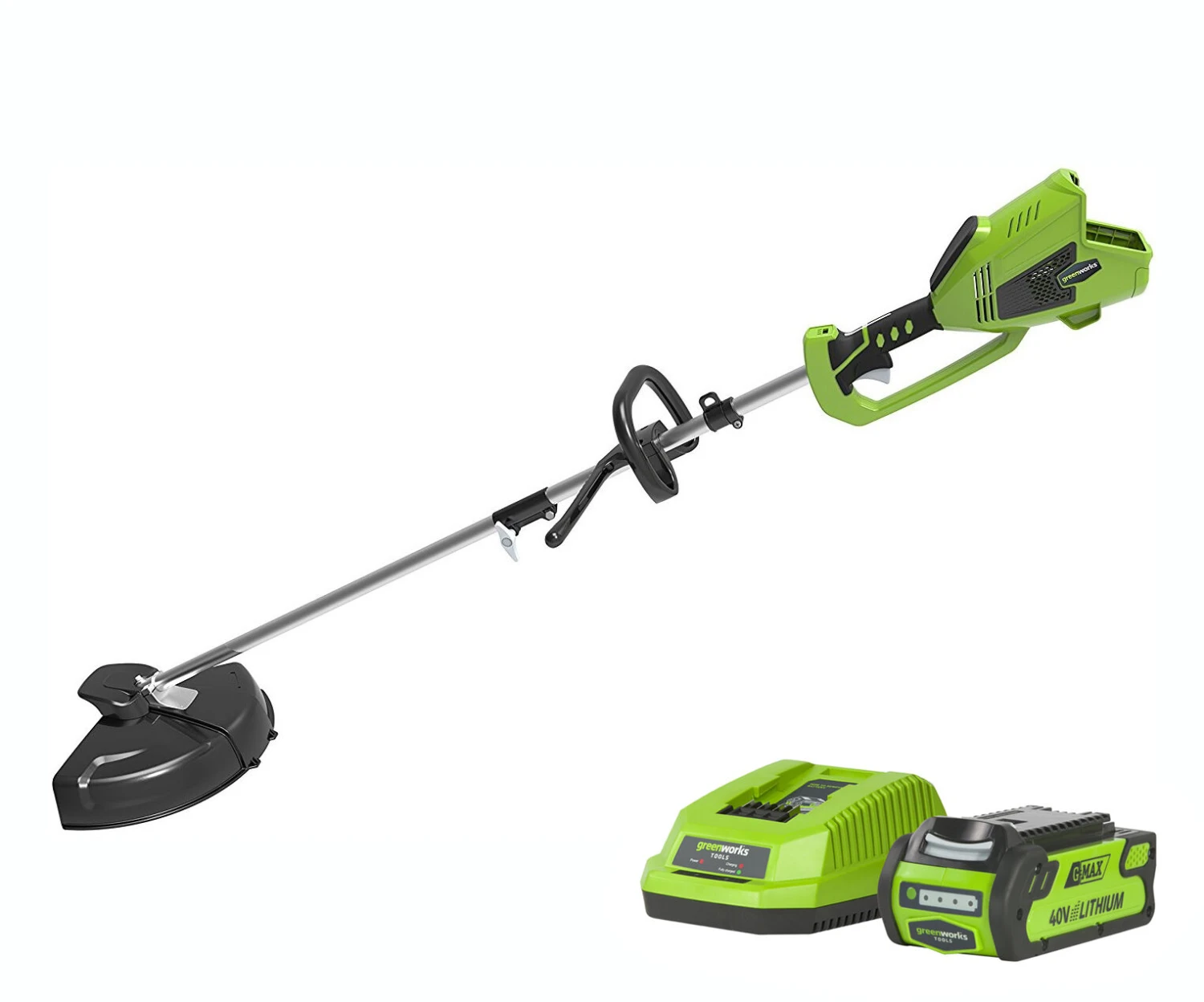 Greenworks GD40BCK2 Cordless 40v Top Mount Line Trimmer 35cm/14in With Battery
