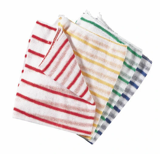 Colour Coded Striped Dish Wiping Cloths Pack 10 (Various Colours)