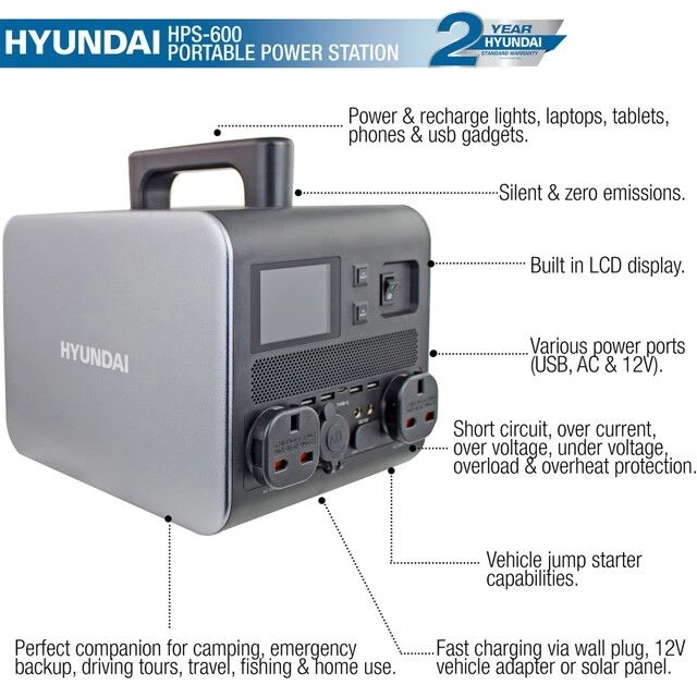 Hyundai HPS-600 1000w Portable Power Station - Image 3