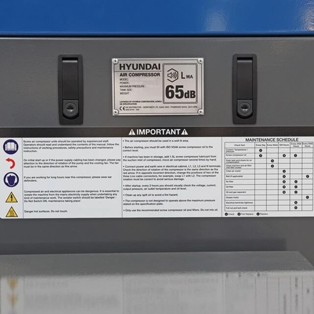 Hyundai HYSC100350D Screw Air Compressor 38cfm 350-Litre 415v - Image 3