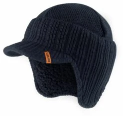 Scruffs Peaked Beanie Hat Navy Blue Warm Winter Insulated Workwear