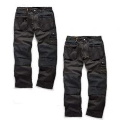 Scruffs WORKER PLUS TWIN PACK Black Work Trousers With Holster Pockets Trade Hardwearing