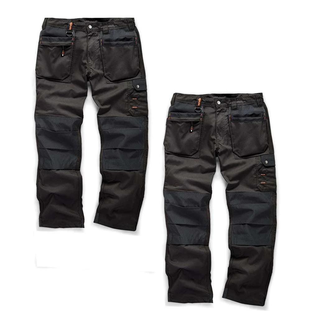 Scruffs WORKER PLUS TWIN PACK Black Work Trousers With Holster Pockets Trade Hardwearing